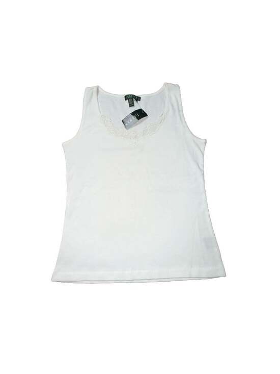 Lauren Ralph Lauren Tops - Lauren Ralph Lauren Women's White Ribbed Tank Top with Lace Trim